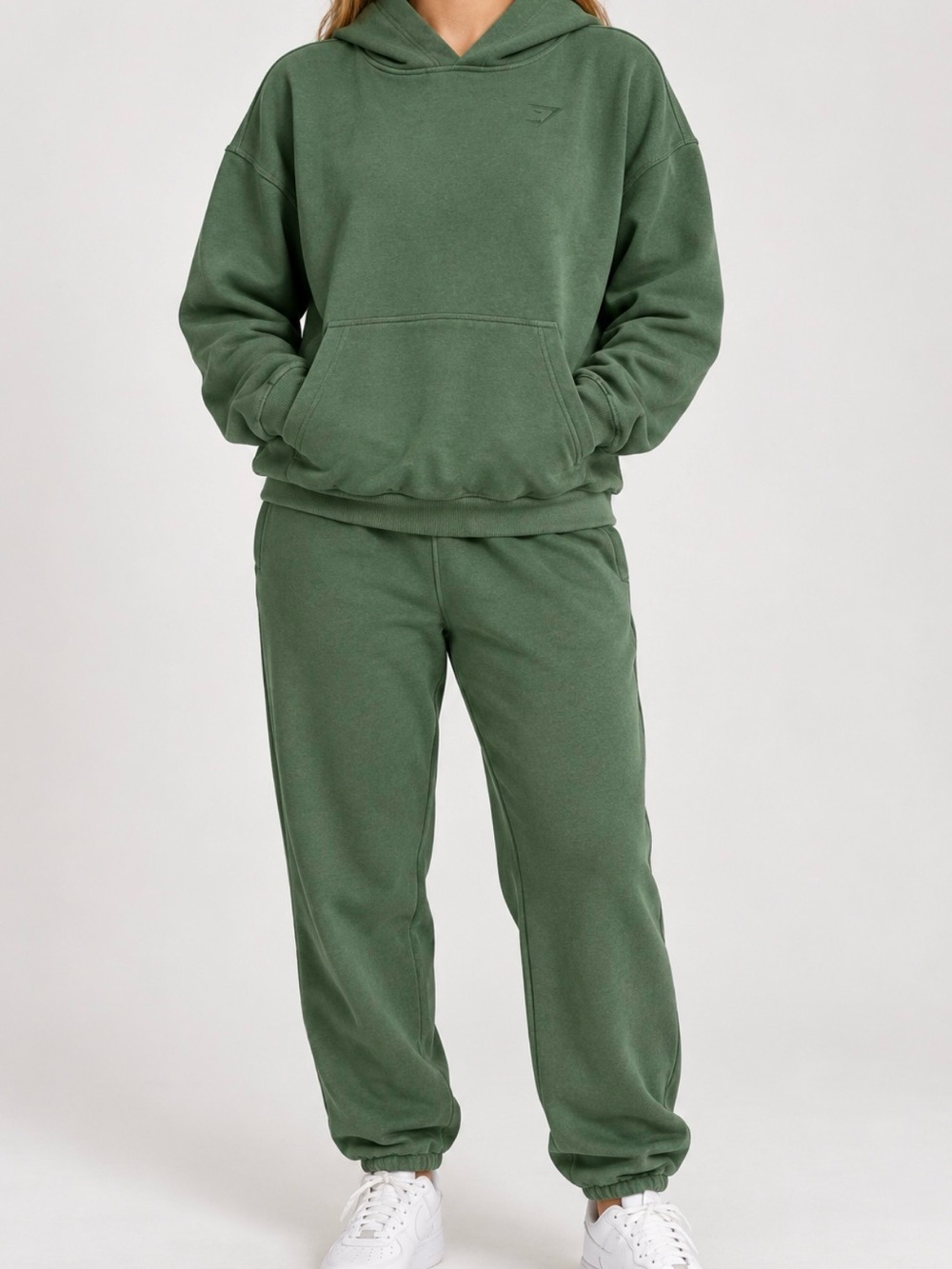 Gymshark green, matching hoodie and jogger set size medium